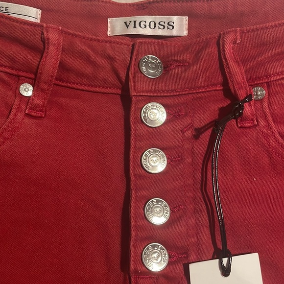 NEW ❤️ Vigoss Ace High Rise Luxe Stretch Red Short Size 28 NWT - Picture 3 of 4